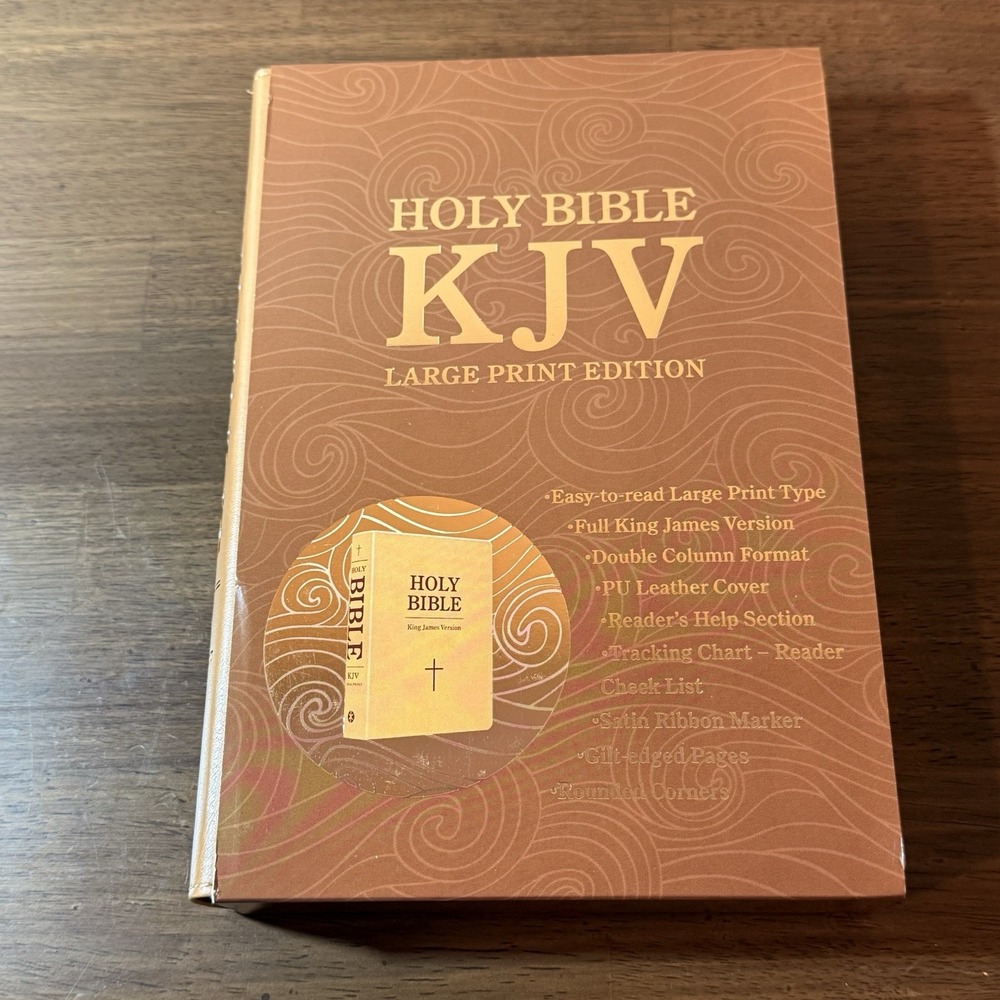 KJV Holy Bible Large Print King James Version PU Leather Gilt Edge Tan Binding